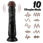 Kendrick - Kumandalı Vantuzlu Testissiz Güçlü Titreşimli Gerçekçi Zenci Yapay Penis Realistik Dokuda Dildo 22 CM