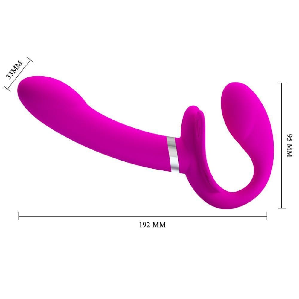 Valerie - Şarjlı Strapless Strapon Titreşimli Dildo G Nokta Klitoris Uyarıcı Giyilebilir 2 in 1 Çift Vibratörü