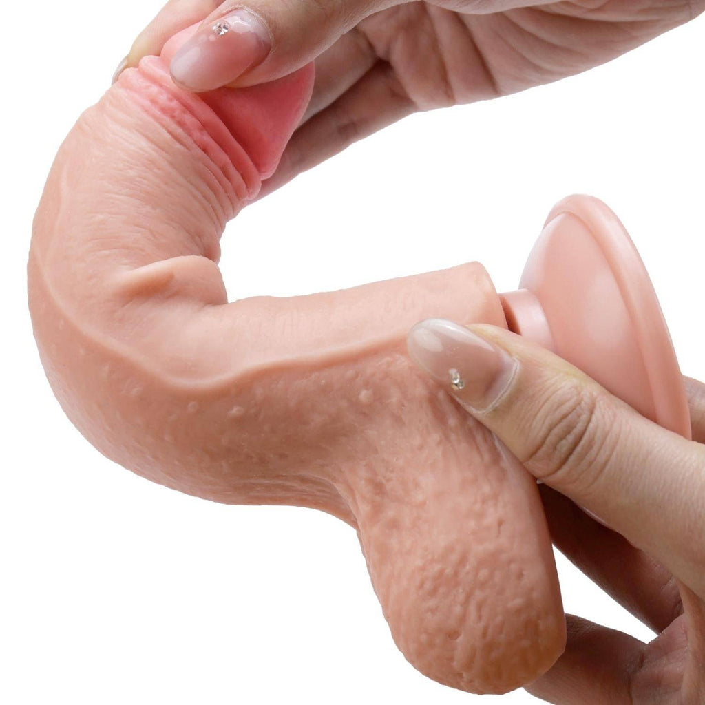 Logan - Hareketli Kayar Deri Çift Katmanlı Realistik Vibratör Dildo Ultra Yumuşak Gerçekçi Titreşimli Yapay Penis