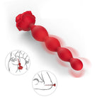 Rose Beads - Manyetik Şarjlı Gül Tasarımlı Güçlü Titreşimli Boncuklar Kademeli Boyut Eğilebilir Anal Beads Vibratör