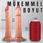 Güçlü Vantuzlu Damarlı Testissiz Realistik Dildo Anal Vajina Kullanım Gerçekçi Yapay Penis 21x3.5 CM