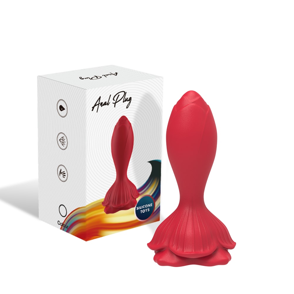 Rose Butt Plug - Manyetik Şarjlı Uzaktan Kumandalı Kademeli Boyut Gül Şeklinde Güçlü Titreşimli Silikon Anal Plug