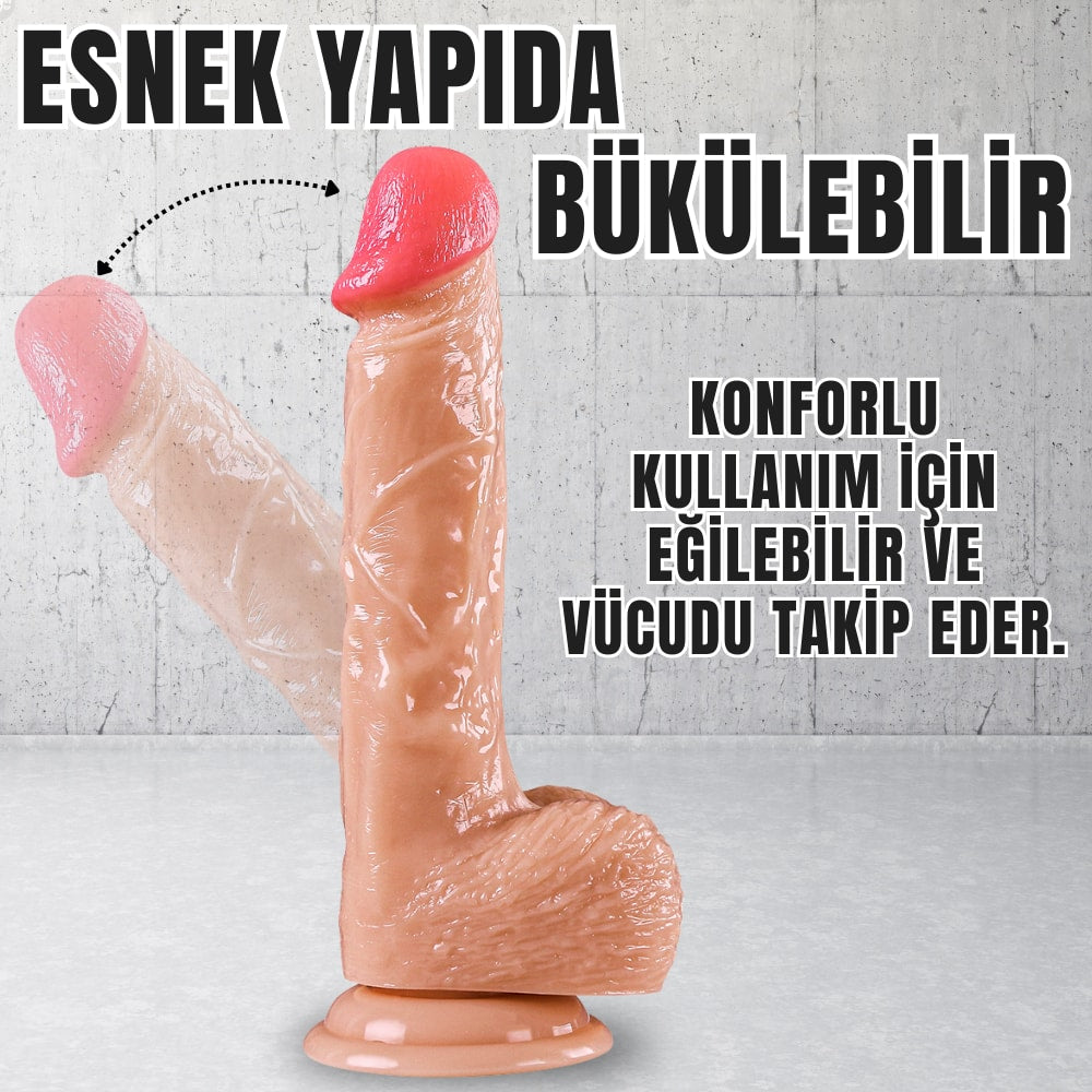 Güçlü Vantuzlu Damarlı Realistik Dildo Gerçekçi Yapay Penis 21x3.7 CM