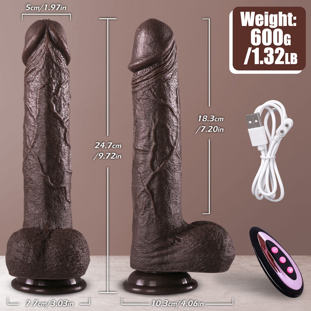 Frank - Şarjlı Uzaktan Kumandalı Isıtmalı İleri Geri Hareketli ve Rotasyonlu Realistik Dildo Gerçekçi Yapay Penis 25 CM
