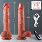 Frank - Şarjlı Uzaktan Kumandalı Isıtmalı İleri Geri Hareketli ve Rotasyonlu Realistik Dildo Gerçekçi Yapay Penis 25 CM