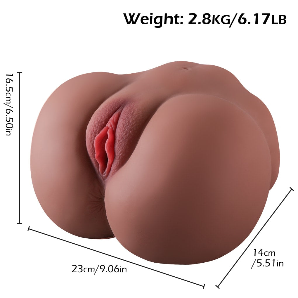 Jennifer - Anal Vajina Çift Girişli Siyahi Realistik Kalça Titreşimli Isıtmalı Suni Vajina Mastürbatör 2.8 KG