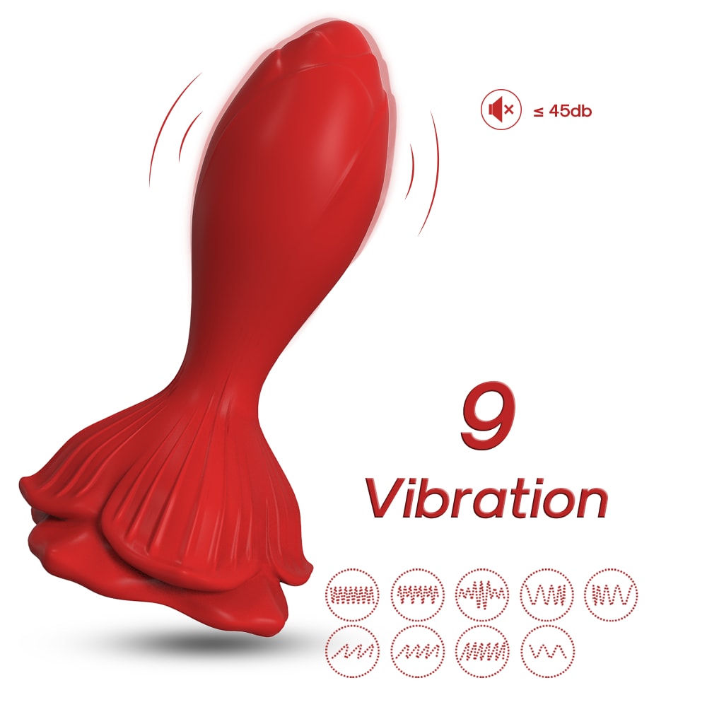 Rose Butt Plug - Manyetik Şarjlı Uzaktan Kumandalı Kademeli Boyut Gül Şeklinde Güçlü Titreşimli Silikon Anal Plug