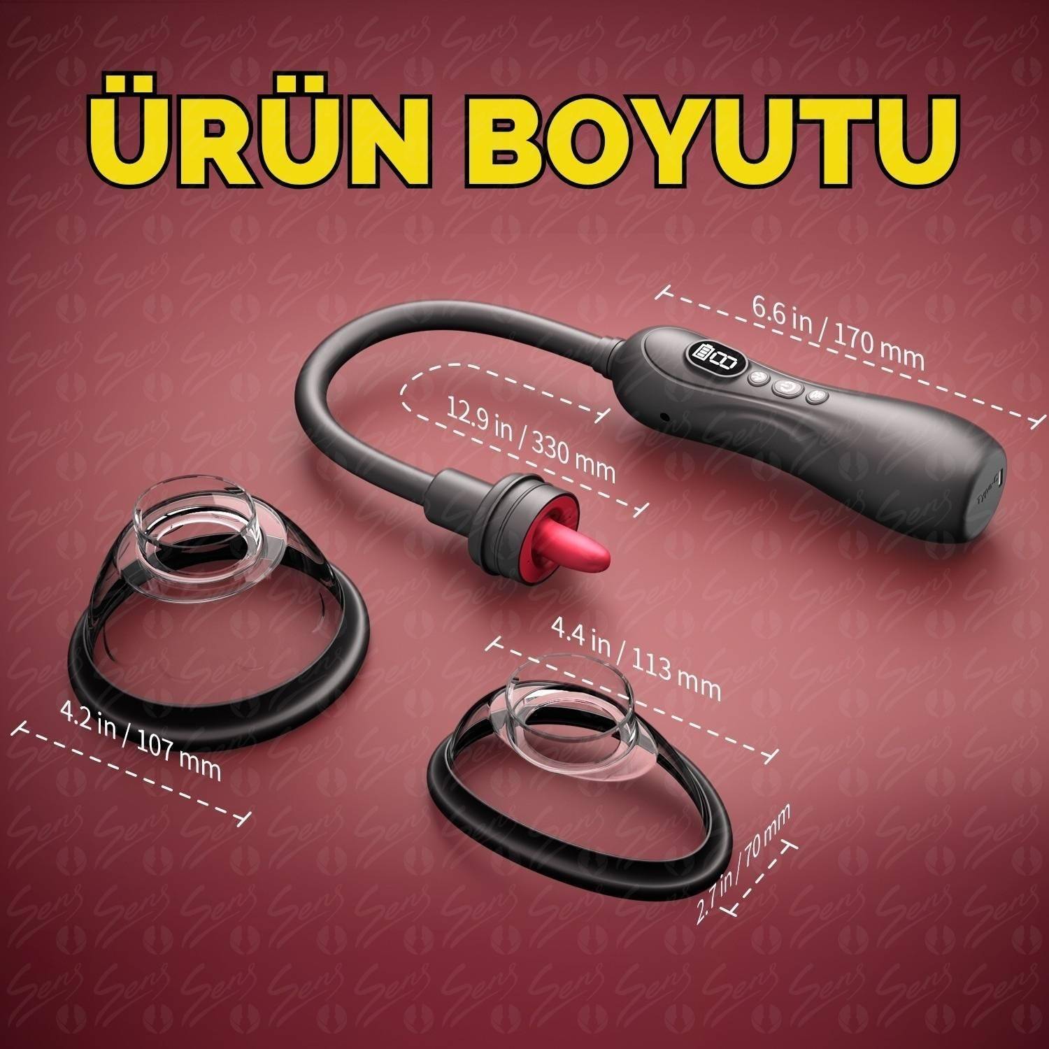 Automatic Tongue - 9 Emiş Modlu 9 Titreşim ve Rotasyon Dil Hareketli Profesyonel Otomatik Göğüs ve Vajina Vakum Pompası