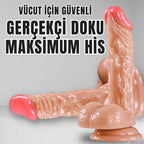 Güçlü Vantuzlu Eğik ve Damarlı Realistik Dildo Gerçekçi Yapay Penis 18x3.5 CM