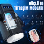 Amovibe - Şarjlı Telefon Tutuculu Isıtmalı İleri Geri Hareketli ve Titreşimli Otomatik Suni Vajina Mastürbatör