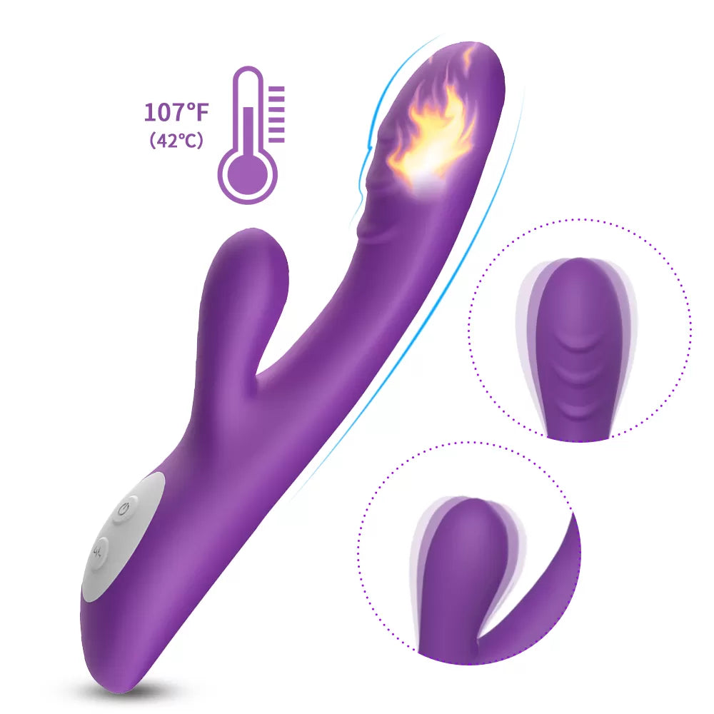 Spark - Şarjlı Isıtmalı Aynı Anda Klitoris ve G Spot Uyarıcı Güçlü Titreşimli 2 in 1 Rabbit Vibratör