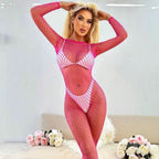 Sens Fantezi İç Giyim Geniş File Özel Bölgesi Açık Seksi Şık Vücut Çorabı Pembe - 79506