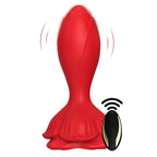 Rose Butt Plug - Manyetik Şarjlı Uzaktan Kumandalı Kademeli Boyut Gül Şeklinde Güçlü Titreşimli Silikon Anal Plug