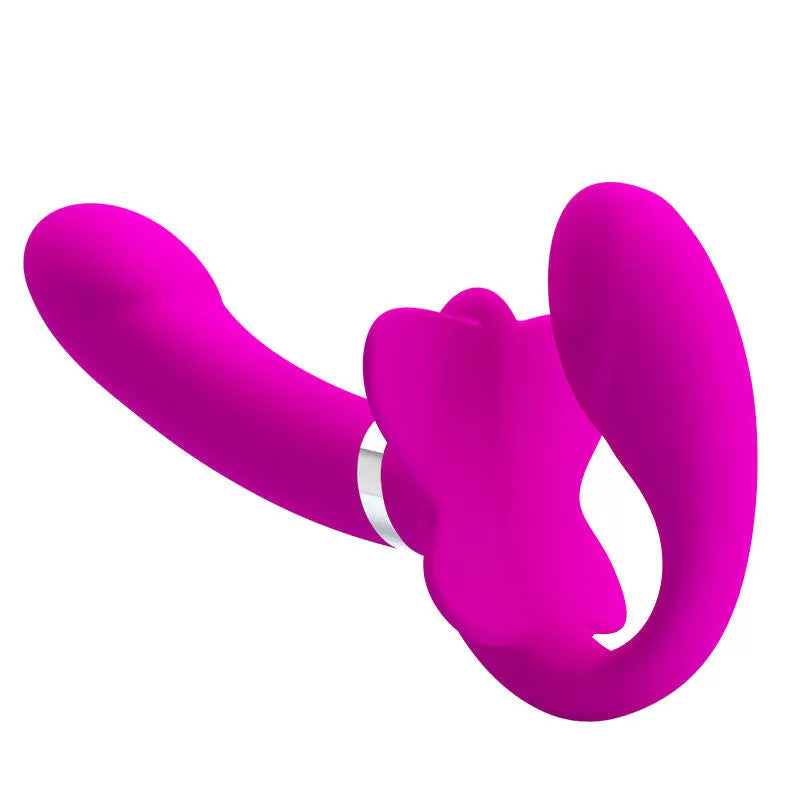 Valerie - Şarjlı Strapless Strapon Titreşimli Dildo G Nokta Klitoris Uyarıcı Giyilebilir 2 in 1 Çift Vibratörü