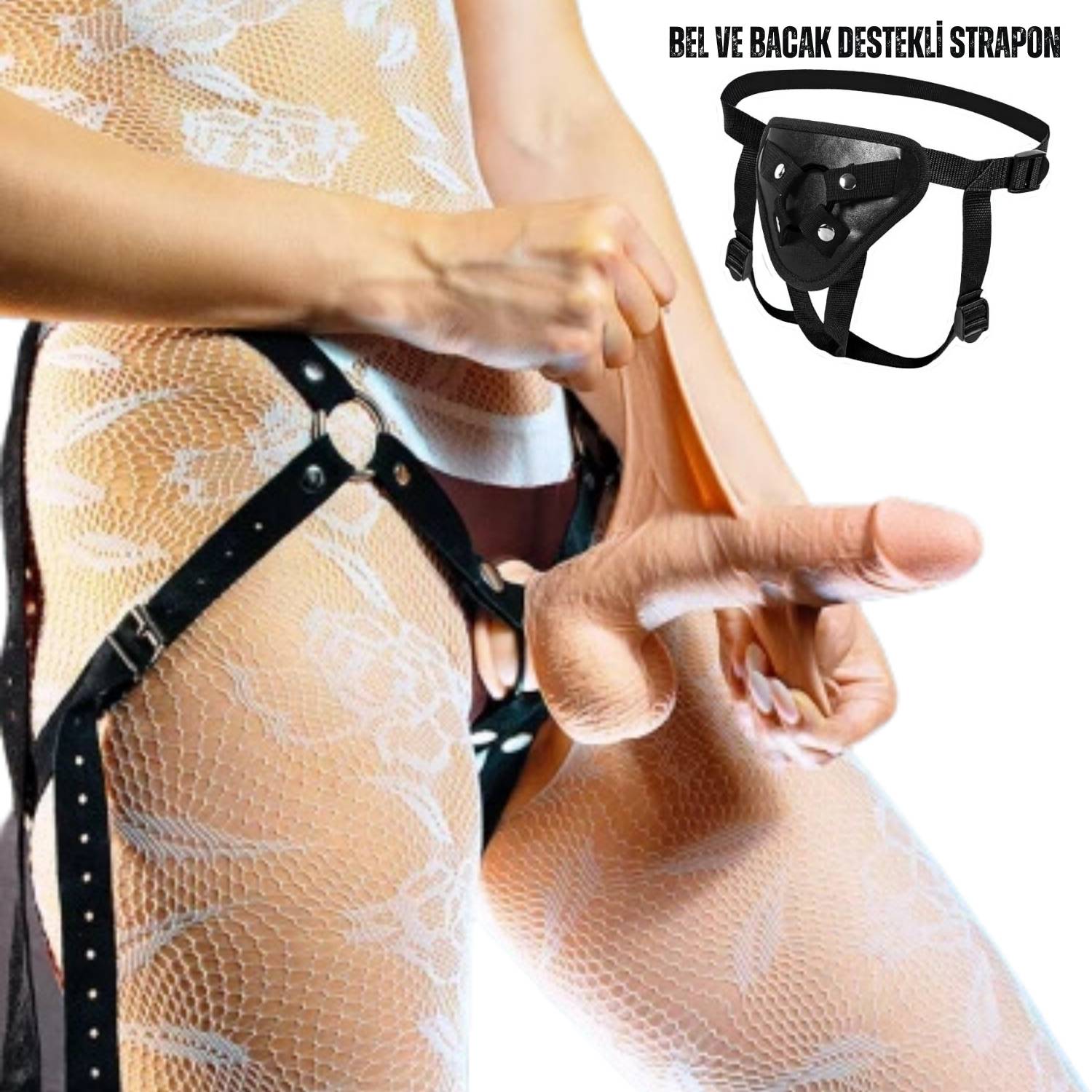 Sens Belden Bağlamalı Ultra Yumuşak Doku Gerçekçi Yapay Penis Et Dokulu Realistik Strapon Dildo 22 CM