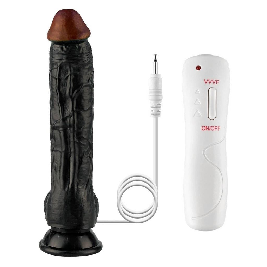 Jadon - Kumandalı Vantuzlu Güçlü Titreşimli Gerçekçi Zenci Yapay Penis Realistik Dokuda Dildo 23 CM