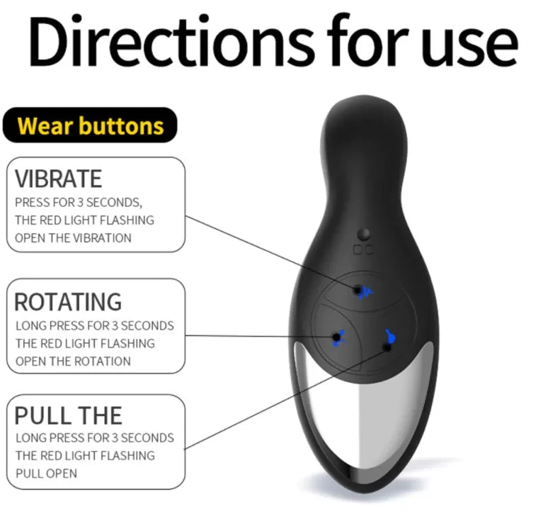 Prostate Massager - Şarjlı Kablosuz Kumandalı Aynı Anda Perine ve Prostat Uyarıcı Hareketli Anal Masaj Vibratörü