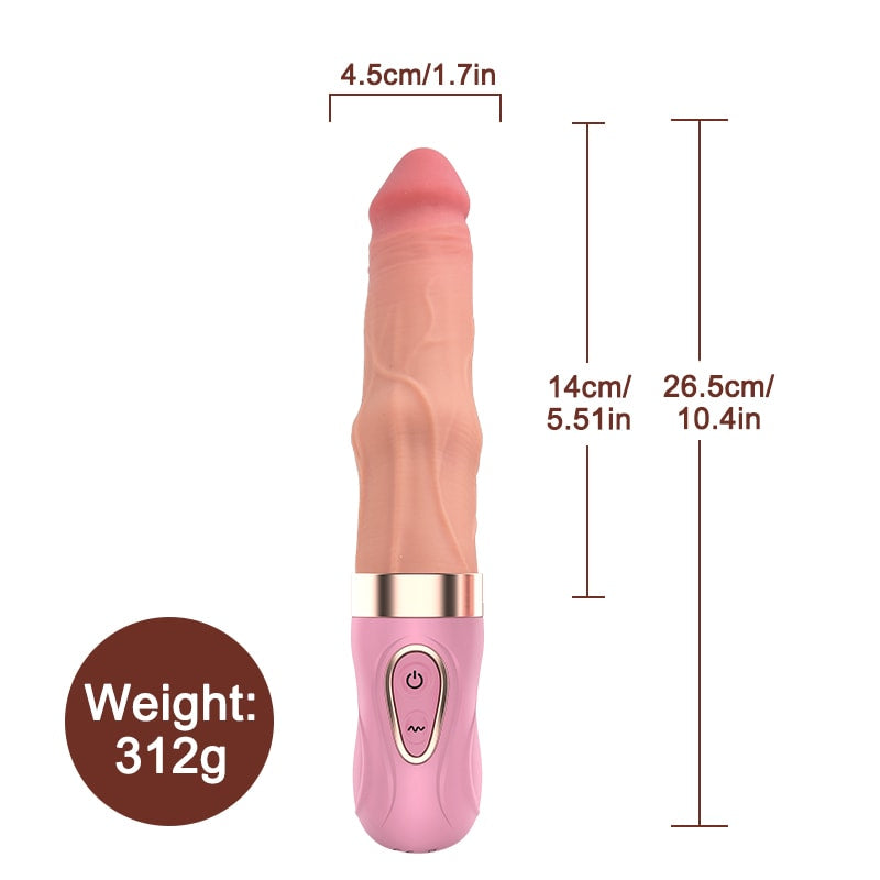 Şarjlı Akıllı Isıtmalı İleri Geri Hareketli Ultra Yumuşak Realistik Dildo Titreşimli Gerçekçi Yapay Penis 27 CM