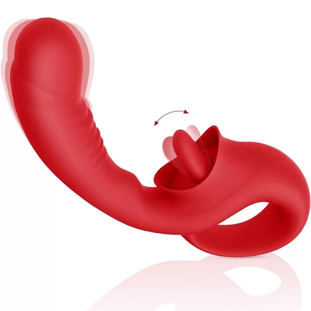 Vasana - Şarjlı Aynı Anda Klitoris ve G Spot Uyarıcı 2 in 1 Hareketli Orgazm Dil Vibratör