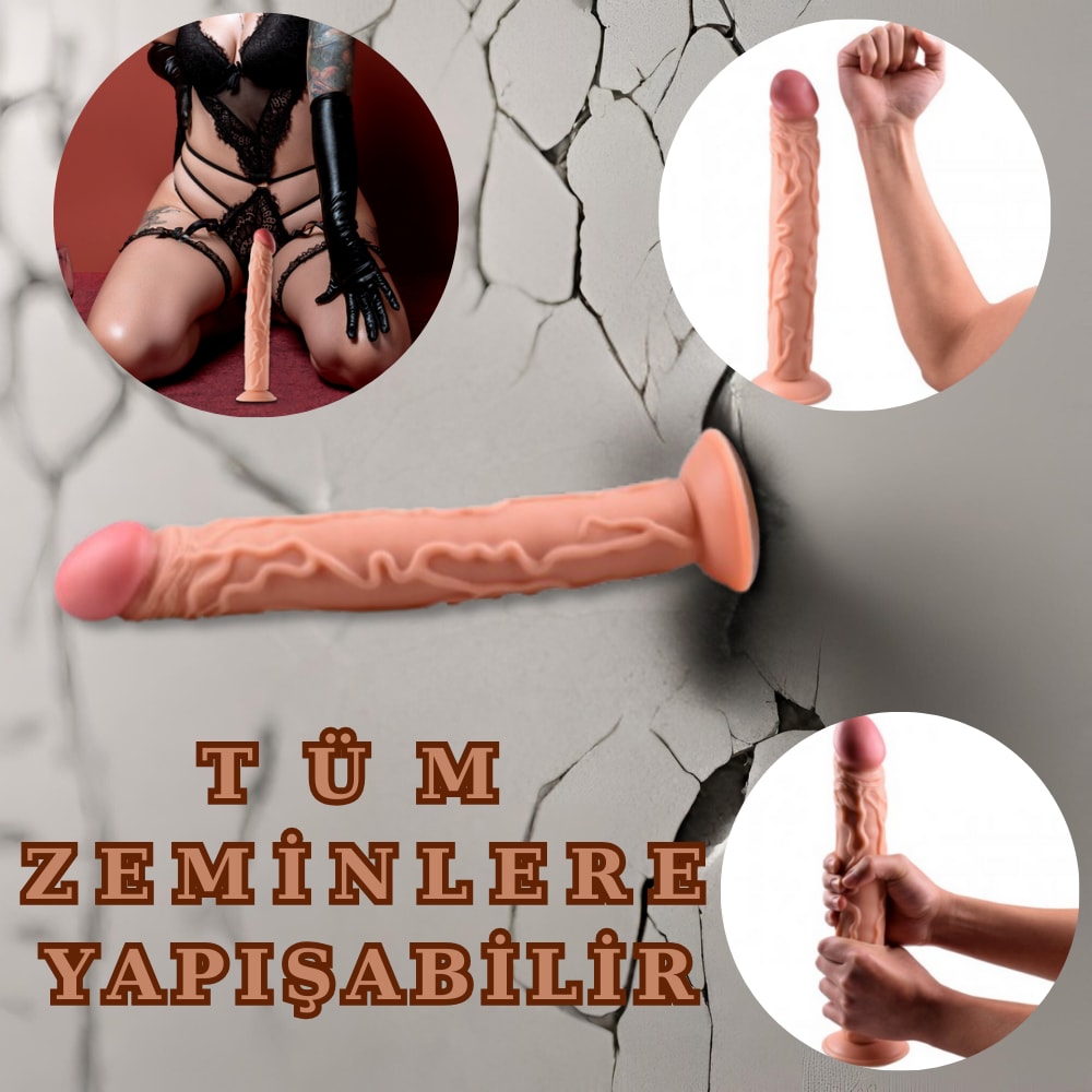 Realistik Dokuda Damarlı Dildo Testissiz Büyük Boy Gerçekçi Yapay Penis 35x4.8 CM
