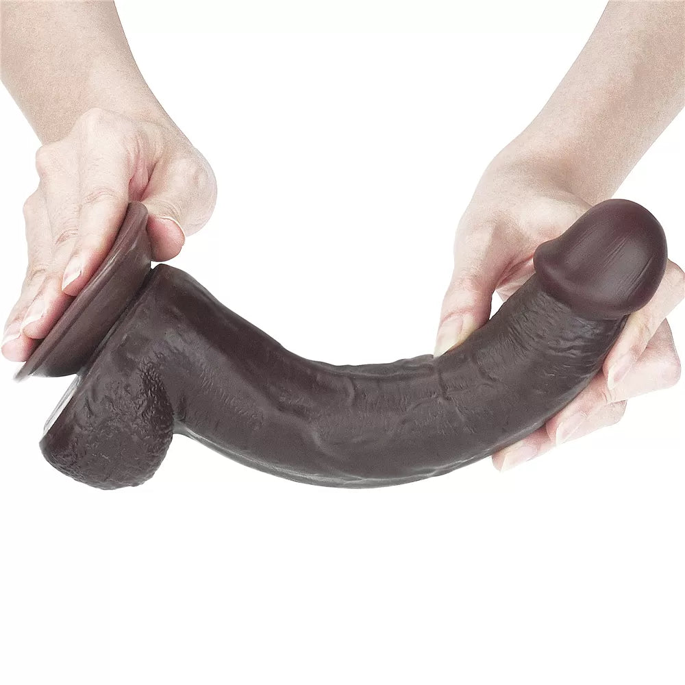 Hareketli Kayar Deri Ultra Yumuşak Doku Çift Katmanlı Kıkırdaklı Büyük Boy Realistik Dildo Gerçekçi Yapay Penis 24x4.5 CM