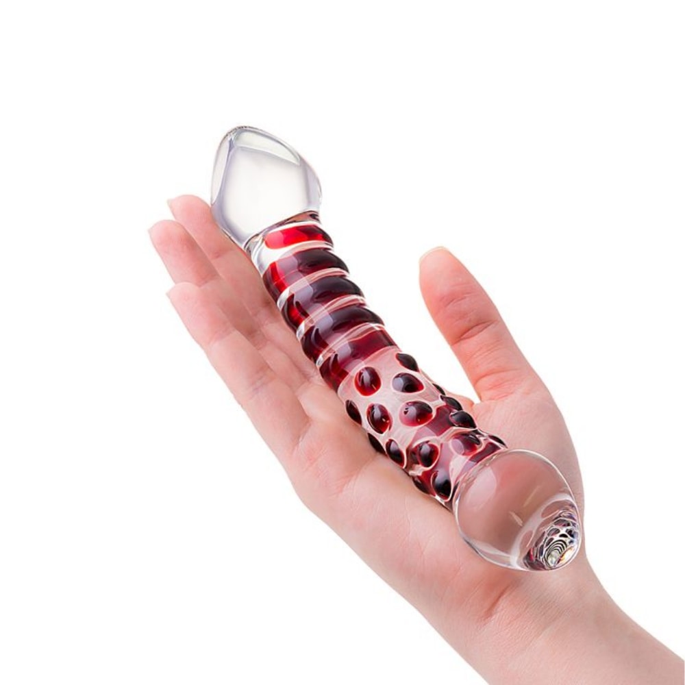 Neo Glass Çift Taraflı Lüx Cam Dildo Soğuk Sıcak His Eğik Cam Anal Plug