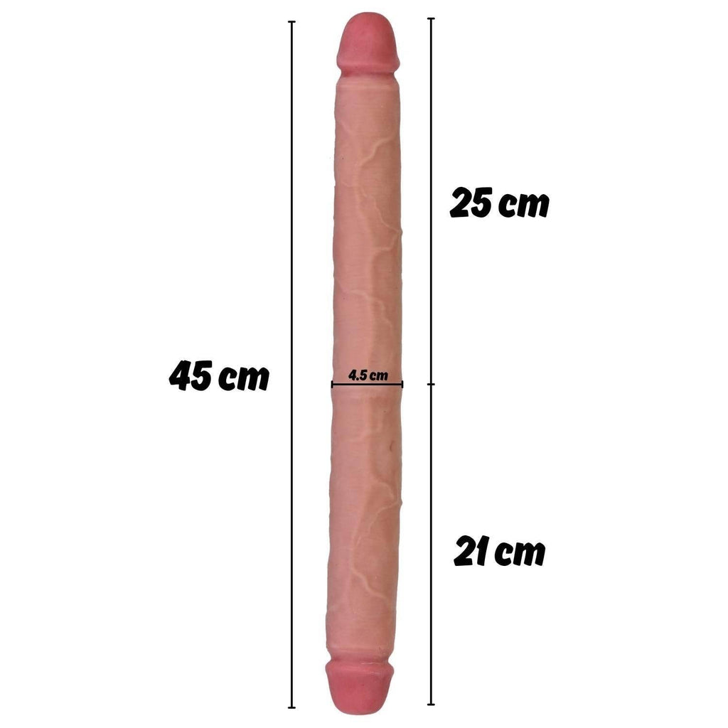 Zach - Sliding Skin Ultra Soft Realistic Double Ended Dildo Hareketli Kayar Deri Çift Katmanlı Çift Taraflı Gerçekçi Yapay Penis 45 CM