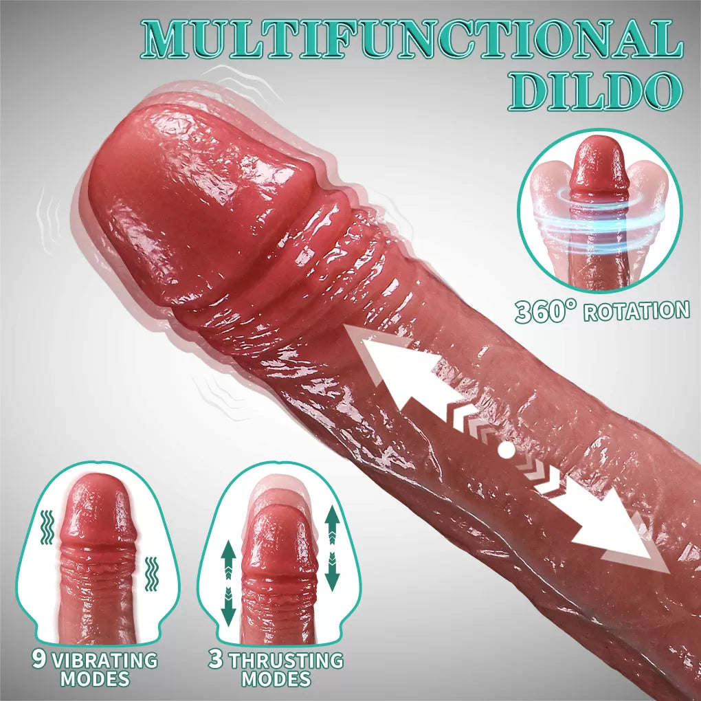 Louis - Şarjlı Uzaktan Kumandalı Isıtmalı İleri Geri Hareketli ve Rotasyonlu Realistik Dildo Gerçekçi Yapay Penis 19 CM
