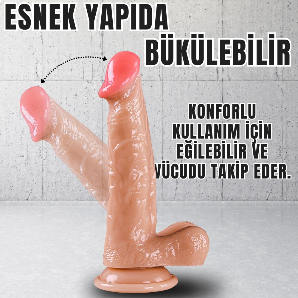 Güçlü Vantuzlu Damarlı Realistik Dildo Gerçekçi Yapay Penis 18x3.6 CM