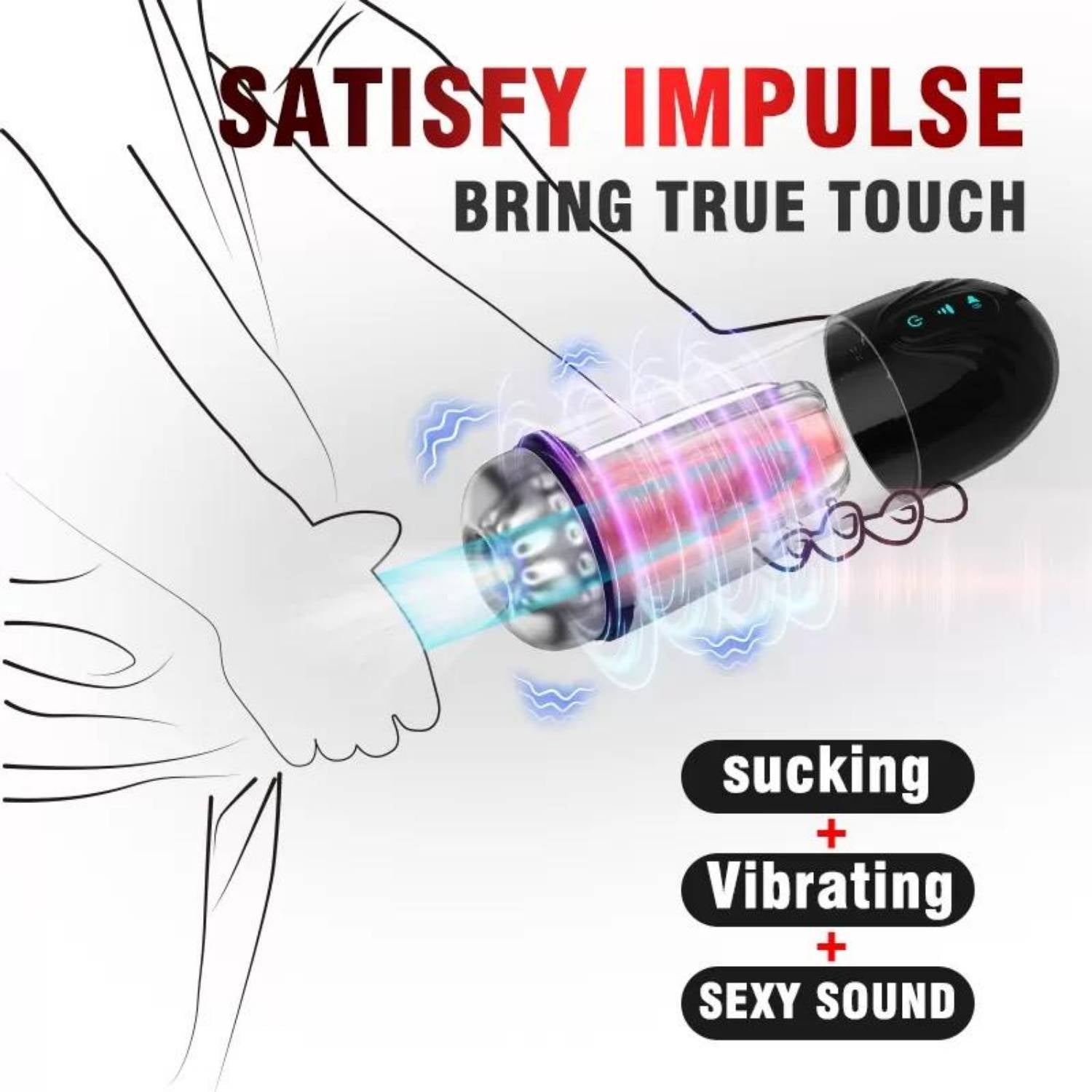 Masterbator - Şarjlı İnleme Sesli Titreşimli ve Emiş Güçlü Penis Pompası Suni Vajina Tam Otomatik Mastürbatör