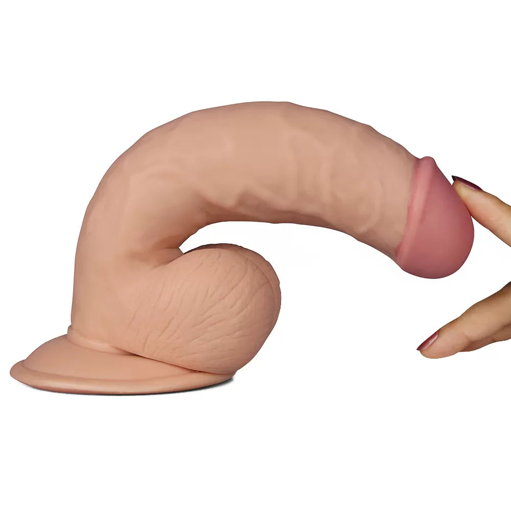 Ultra Soft Realistik Dildo Güçlü Titreşimli Yumuşak Doku Gerçekçi Yapay Penis Vibratör 20 CM