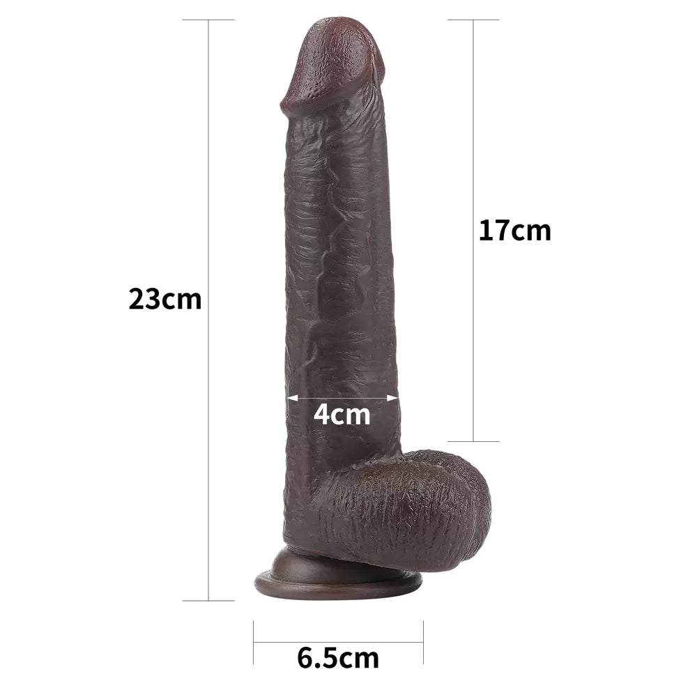 Hareketli Kayar Deri Ultra Yumuşak Doku Çift Katmanlı Kıkırdaklı Büyük Boy Realistik Dildo Gerçekçi Yapay Penis 23x4 CM