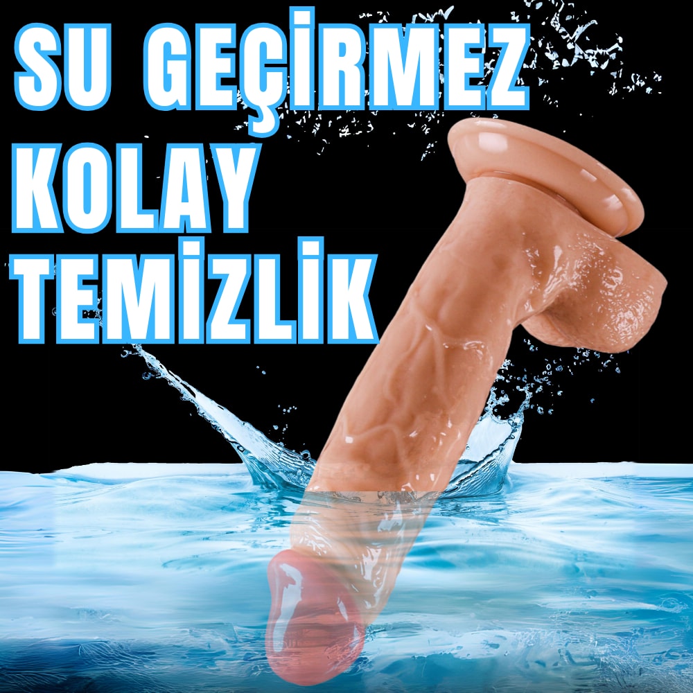 Güçlü Vantuzlu Damarlı Kalın Realistik Dildo Büyük Boy Gerçekçi Yapay Penis 23x4.5 CM