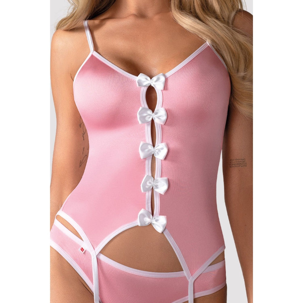 Sens Fantezi İç Giyim Bunny Suit Pink Ponponlu Jartiyer Set Seksi Tavşan Kostümü - 8360