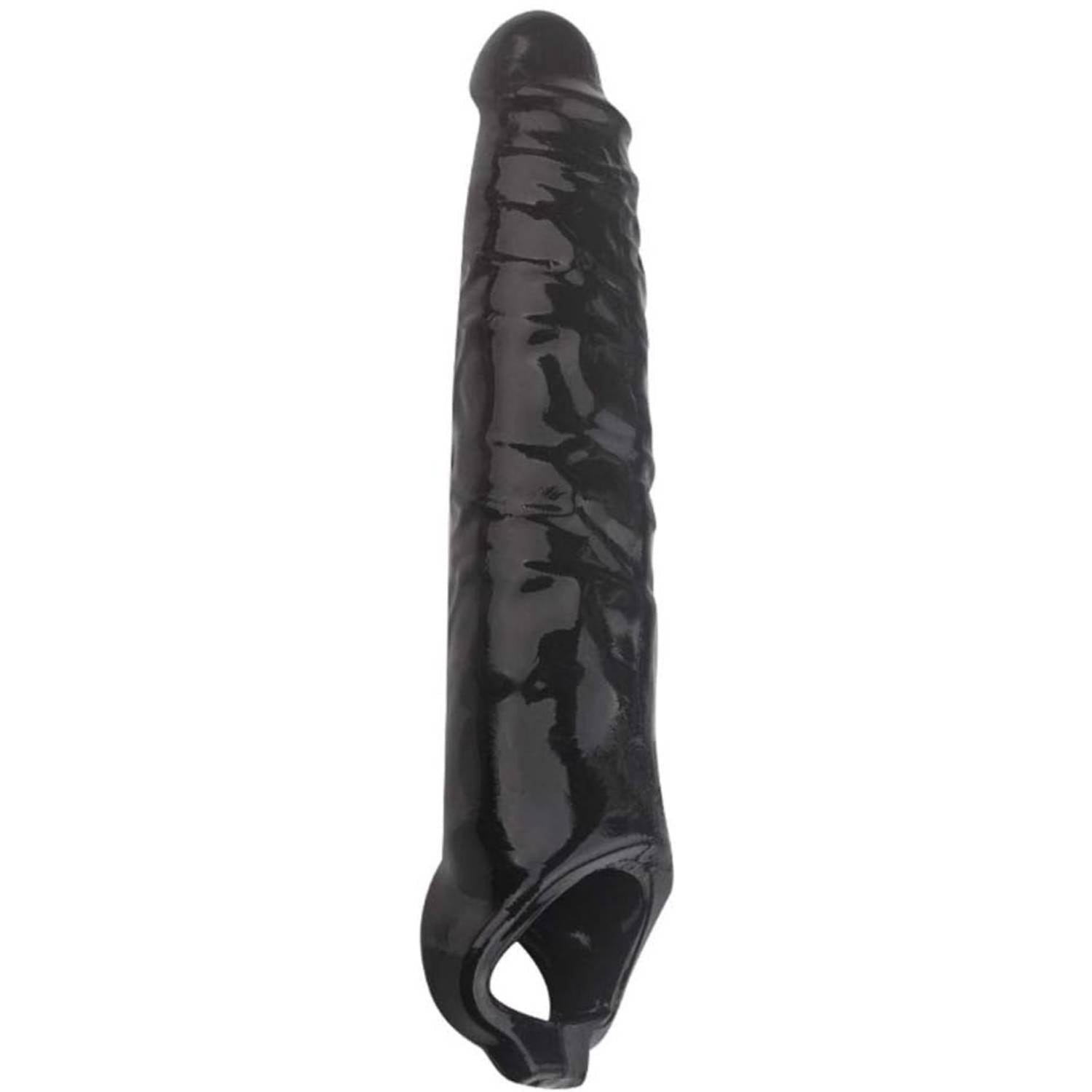 Gerçekçi Doku Penis Büyütücü ve Kalınlaştırıcı 7 CM Uzatmalı Zenci Realistik Penis Kılıfı 27 CM