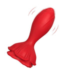 Rose Butt Plug - Manyetik Şarjlı Uzaktan Kumandalı Kademeli Boyut Gül Şeklinde Güçlü Titreşimli Silikon Anal Plug