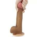 Çift Katmanlı Yumuşak Doku Realistik Dildo Silikon Gerçekçi Yapay Penis 22x3.8 CM