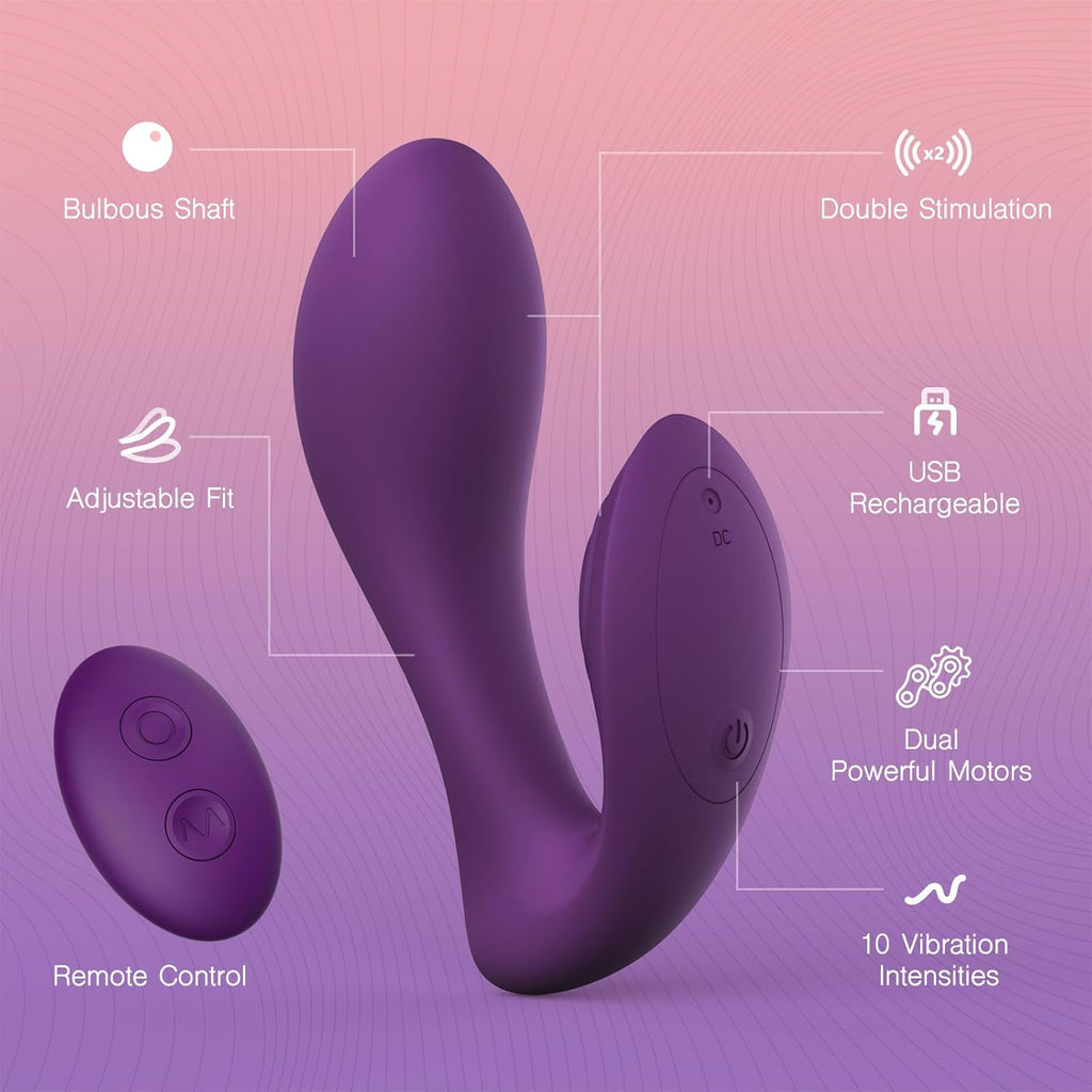 Vera - Kablosuz Kumandalı Şarjlı Klitoris ve G Spot Uyarıcı Isıtmalı Giyilebilir Sessiz 2 in 1 Vibratör