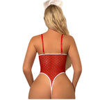 Sens Seksi Kırmızı-Beyaz Dantelli Şık ve Rahat Tasarımlı Erotik Hemşire Kostümlü Babydoll