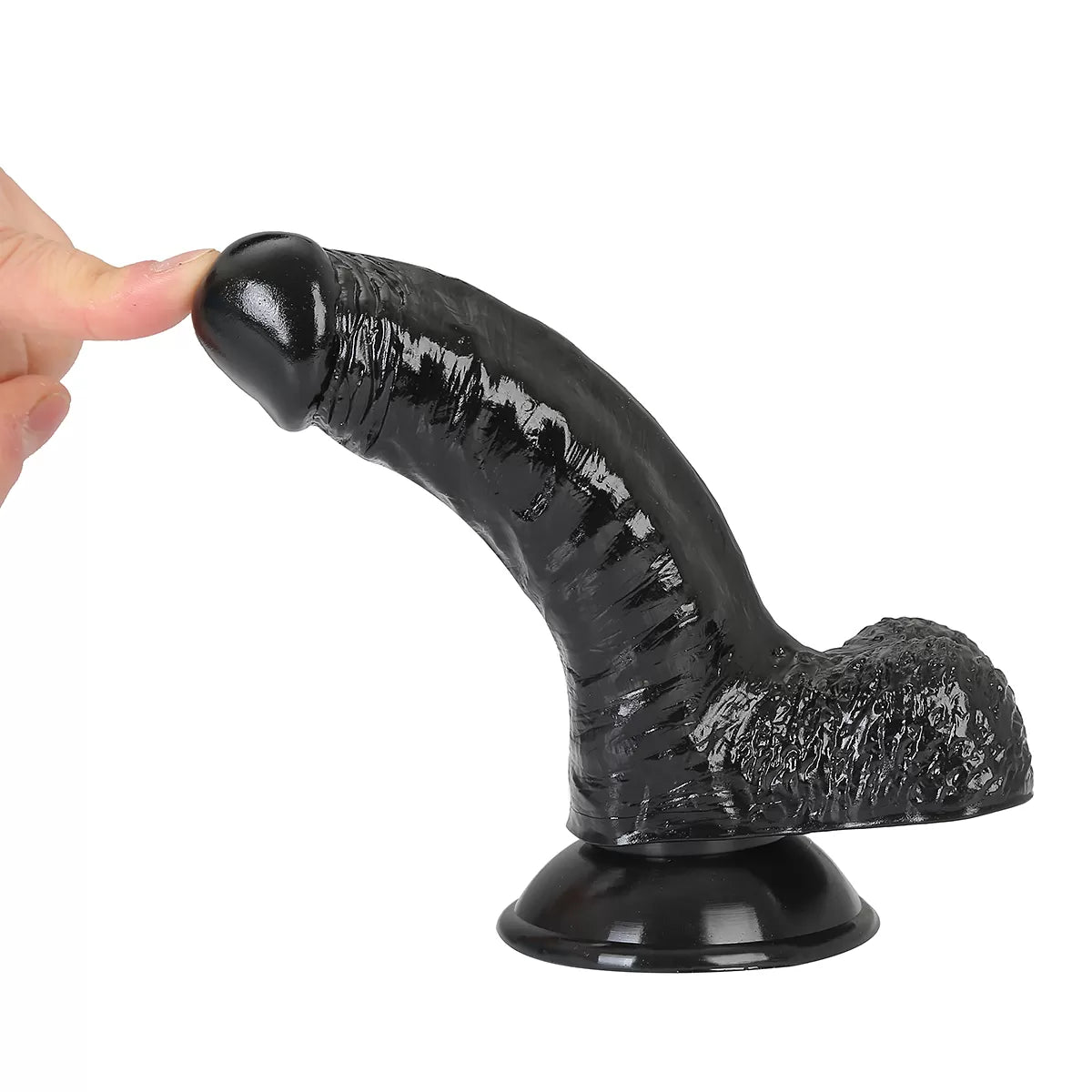 Gene - Güçlü Vantuzlu Siyahi Realistik Dildo Gerçekçi Yapay Penis 18x3.5 CM