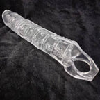 Gerçekçi Doku Penis Büyütücü ve Kalınlaştırıcı 6 CM Uzatmalı Şeffaf Realistik Penis Kılıfı 25 CM