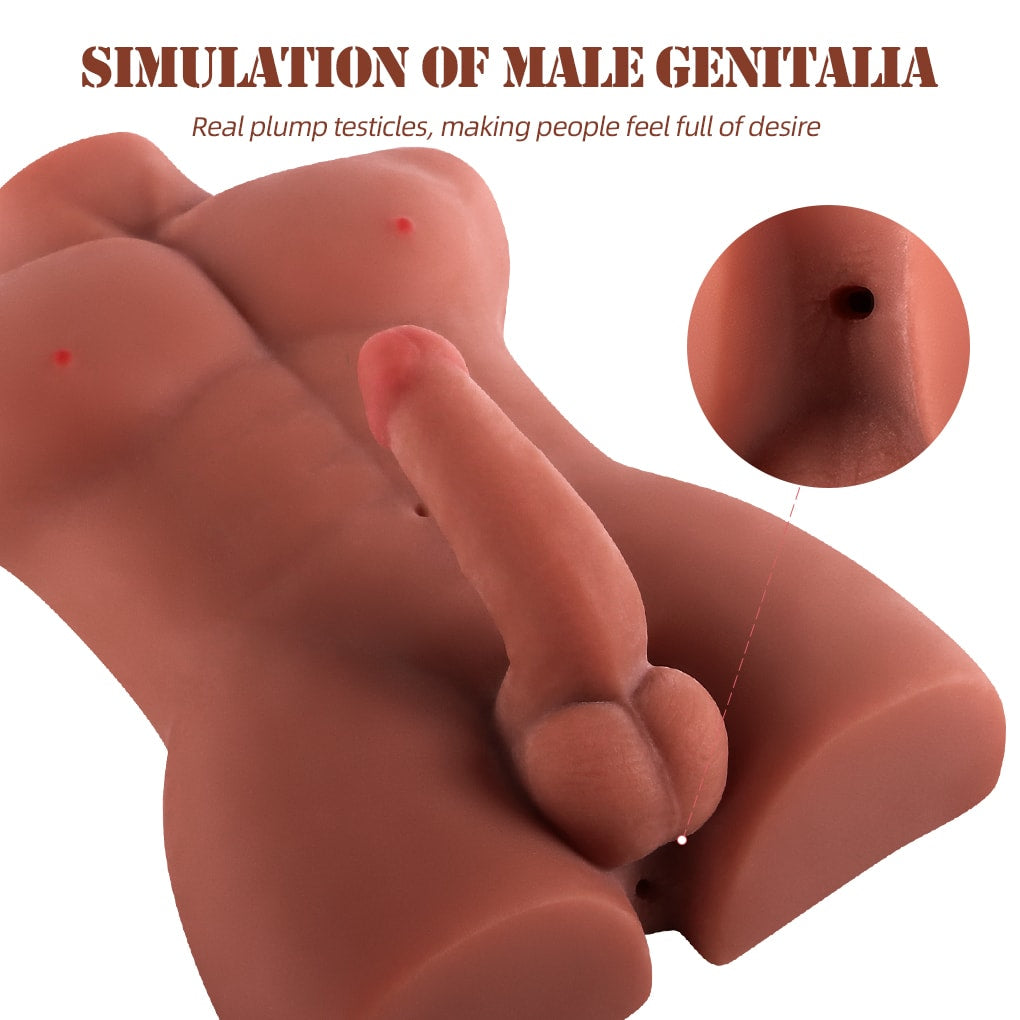 Grayson - Anal Girişli 16 CM Yapay Penis Erkek Zenci Realistik Manken Yarım Vücut Dildo