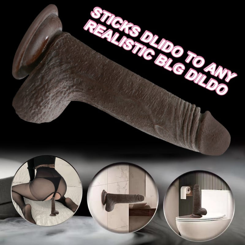Hareketli Kayar Deri Çift Katmanlı Realistik Dildo Ultra Yumuşak Siyahi Gerçekçi Yapay Penis 17x3.7 CM