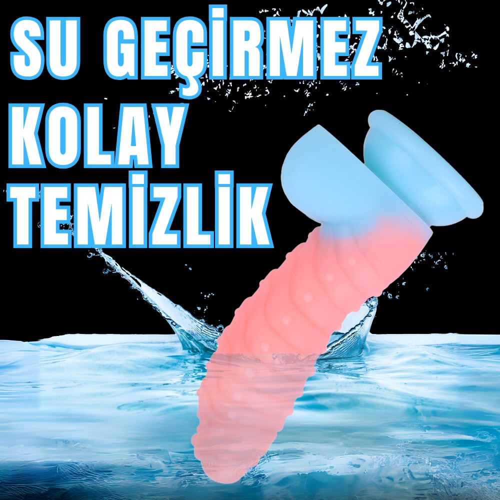 NEON ELITE Glow in the Dark - Karanlıkta Parlayan Tırtıklı Dildo Ultra Yumuşak Realistik Yapay Penis