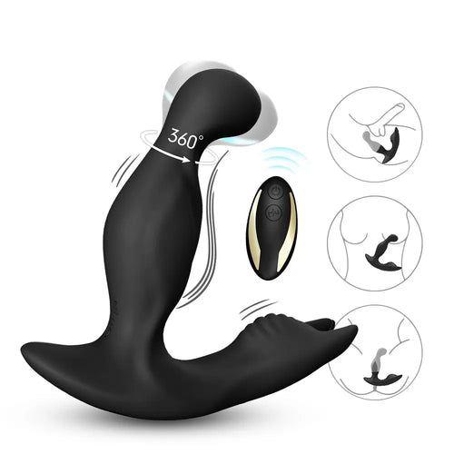 Bat King - Şarjlı Kumandalı 360° Dönme Rotasyonlu ve Güçlü Titreşimli Aynı Anda Perine ve Prostat Uyarıcı Masaj Vibratör
