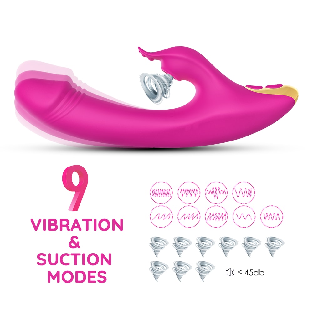 Amant - Şarjlı Aynı Anda G Spot Uyarıcı ve Klitoris Emiş Güçlü Esnek 2 in 1 Rabbit Vibratör