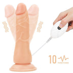Belden Bağlamalı Titreşimli Ultra Yumuşak Gerçekçi Et Dokulu Testissiz Realistik Vibratör Dildo