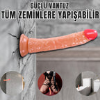 Güçlü Vantuzlu Damarlı Testissiz Realistik Dildo Anal Vajina Kullanım Gerçekçi Yapay Penis 21x3.5 CM