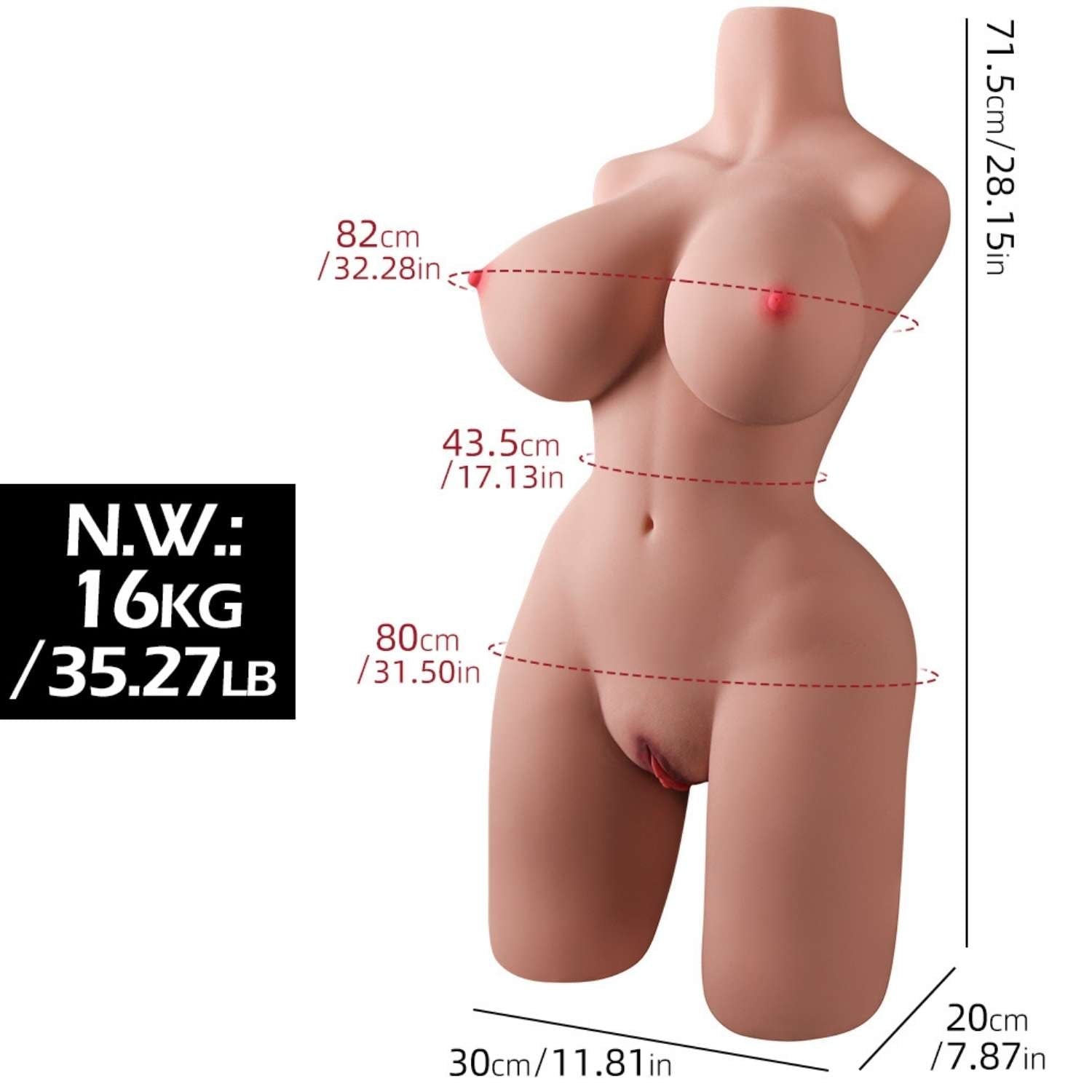 Lily - Ultra Mega Boy Realistik Manken Anal Vajina Çift Girişli Titreşimli Isıtmalı Suni Vajina 16 KG