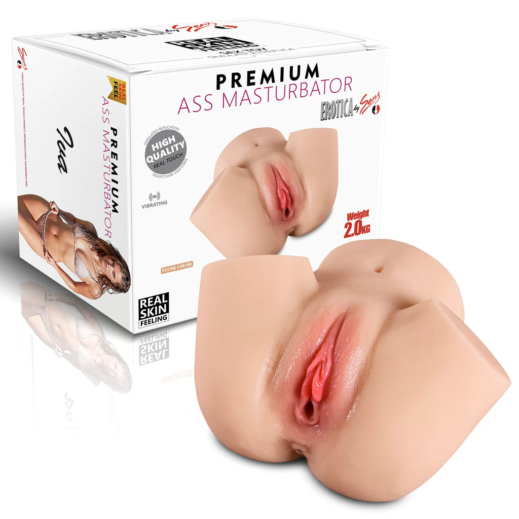 Iva - Anal Vajina Çift Girişli Realistik Kalça Titreşimli 2 in 1 Suni Vajina Mastürbatör 2 KG